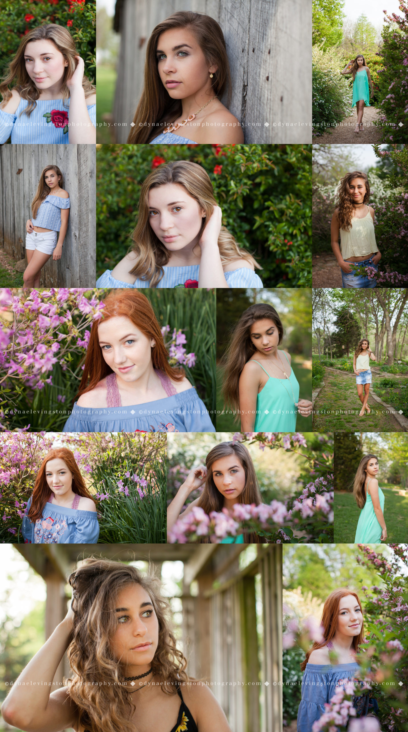 senior garden session image collage